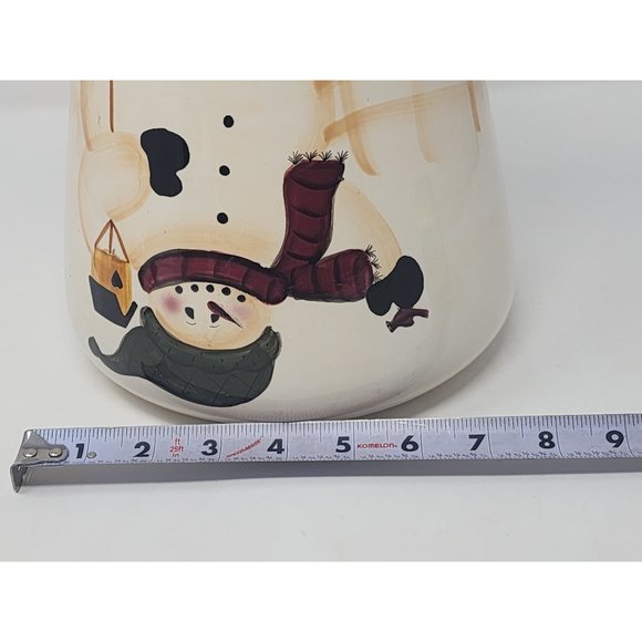 Crazy Mountain Snoman With‎ Birdhouse Evergreen Trees Christmas Cookie Jar - Picture 8 of 10